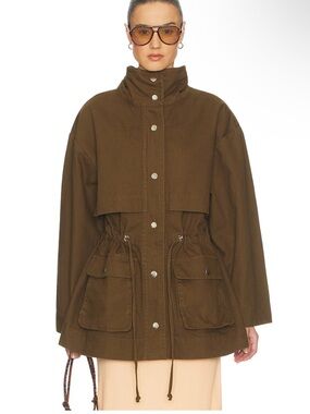 Olive Drawstring Utility Jacket - Women